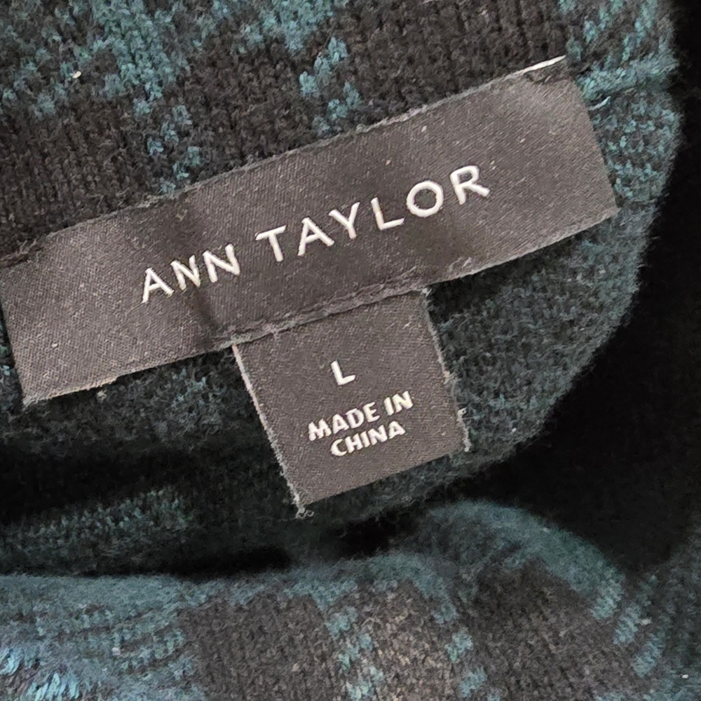 Ann Taylor Green Plaid Knit Midi Dress - Size L - Picture 6 of 7